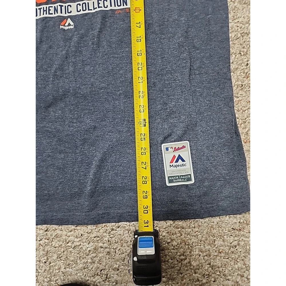 Majestic‎ Authentic MLB Detroit Tigers Baseball Blue Gray T-shirt Men's Size XL